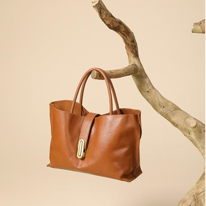 Women's Genuine Cowhide Niche Commuter Crossbody Tote