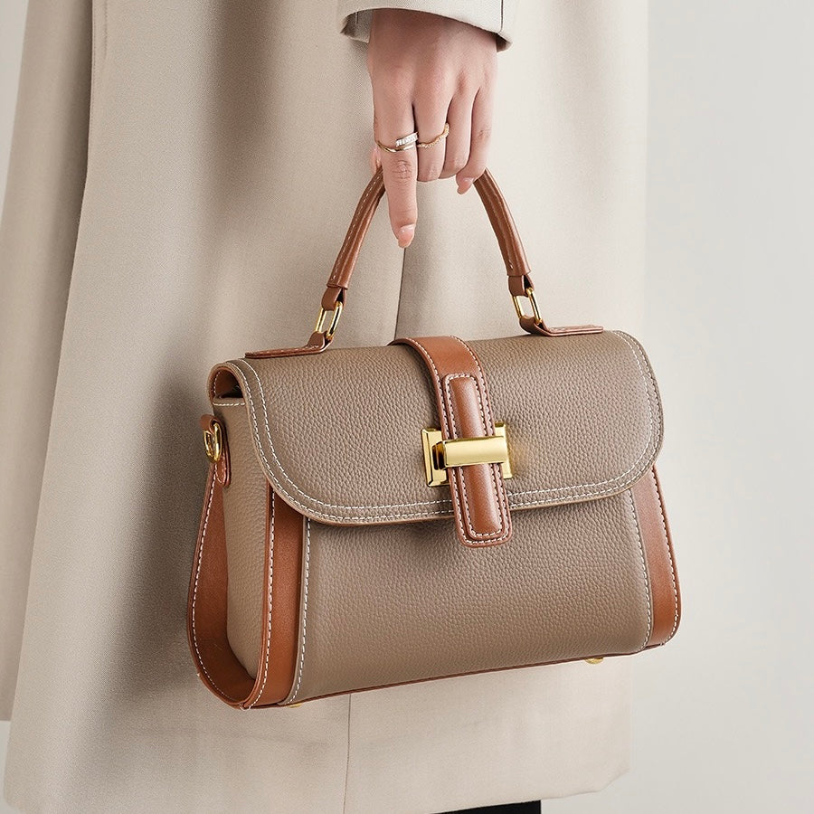 Women’s Luxe Minimalist Leather Structured Top Handle Crossbody Bag