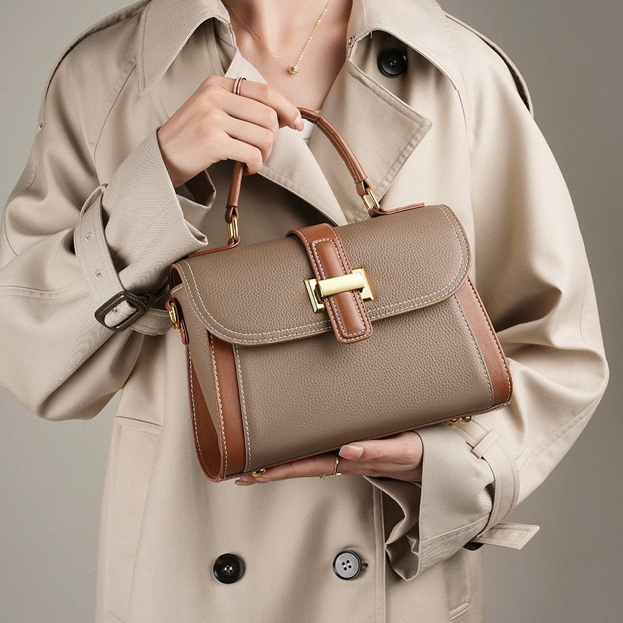 Women’s Luxe Minimalist Leather Structured Top Handle Crossbody Bag