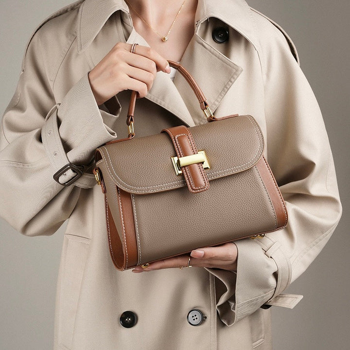 Women’s Luxe Minimalist Leather Structured Top Handle Crossbody Bag