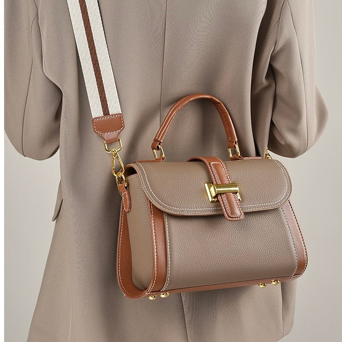 Women’s Luxe Minimalist Leather Structured Top Handle Crossbody Bag
