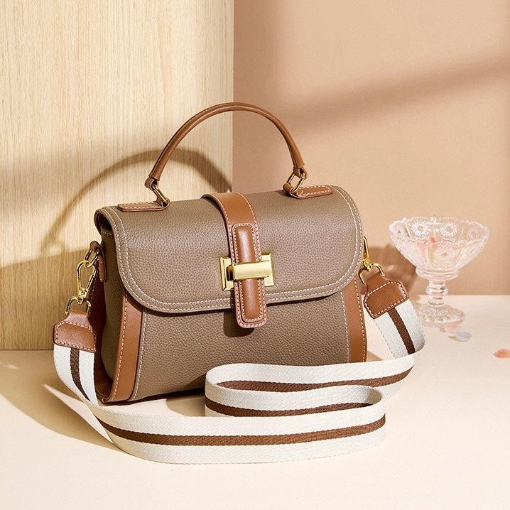 Women’s Luxe Minimalist Leather Structured Top Handle Crossbody Bag