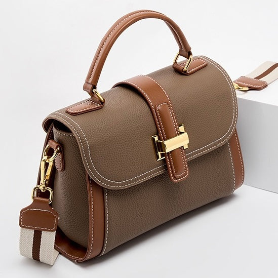Women’s Luxe Minimalist Leather Structured Top Handle Crossbody Bag