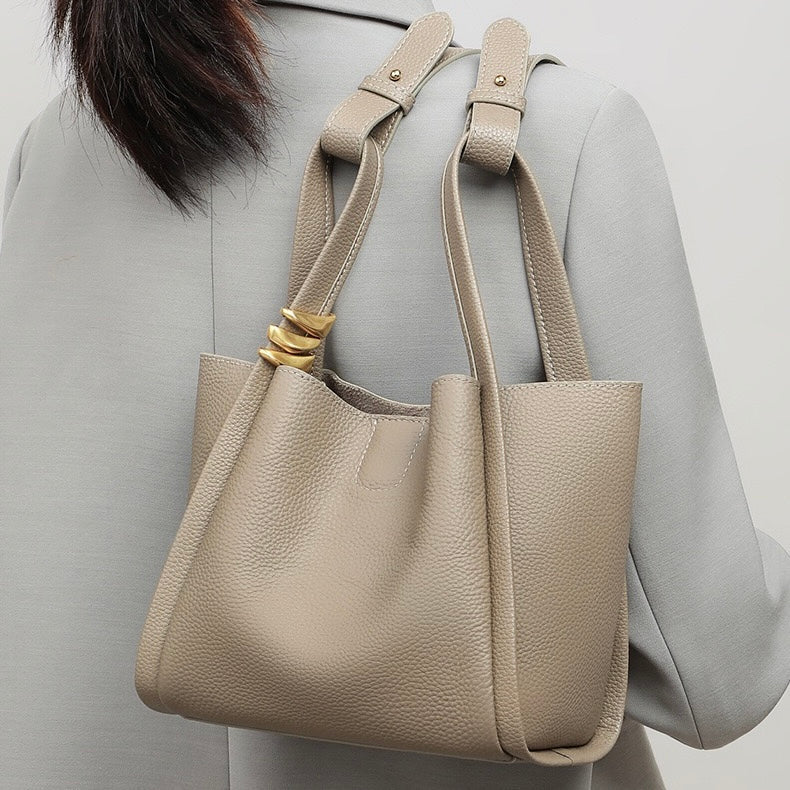 Women's Genuine Leather Mini Picnic Crossbody Bucket Bag