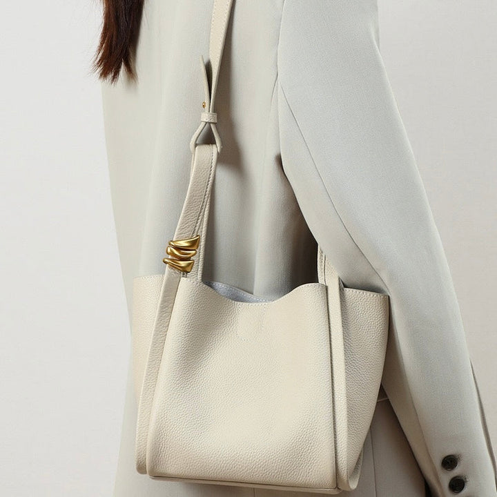 Women's Genuine Leather Mini Picnic Crossbody Bucket Bag