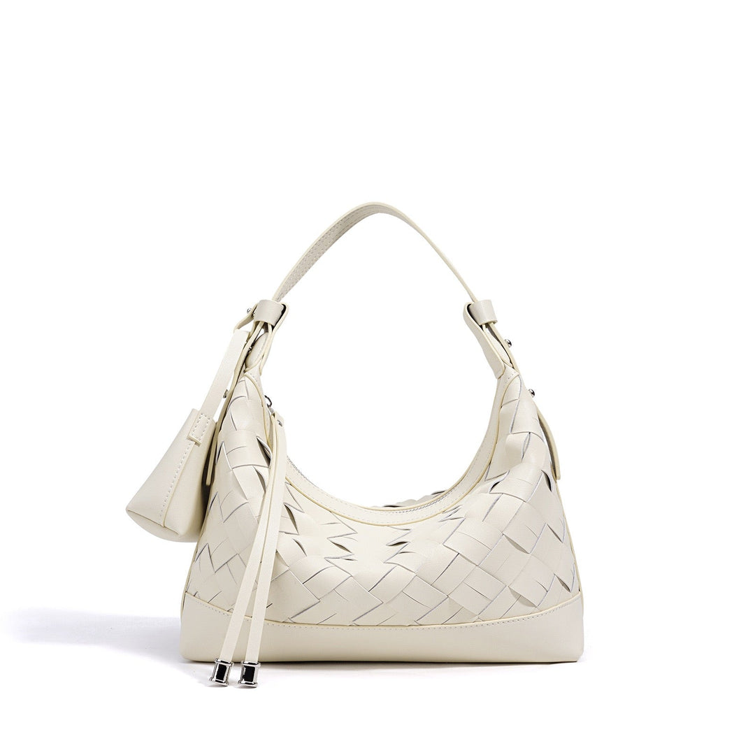Women’s Genuine Leather Woven Dumpling Shoulder & Crossbody Bag