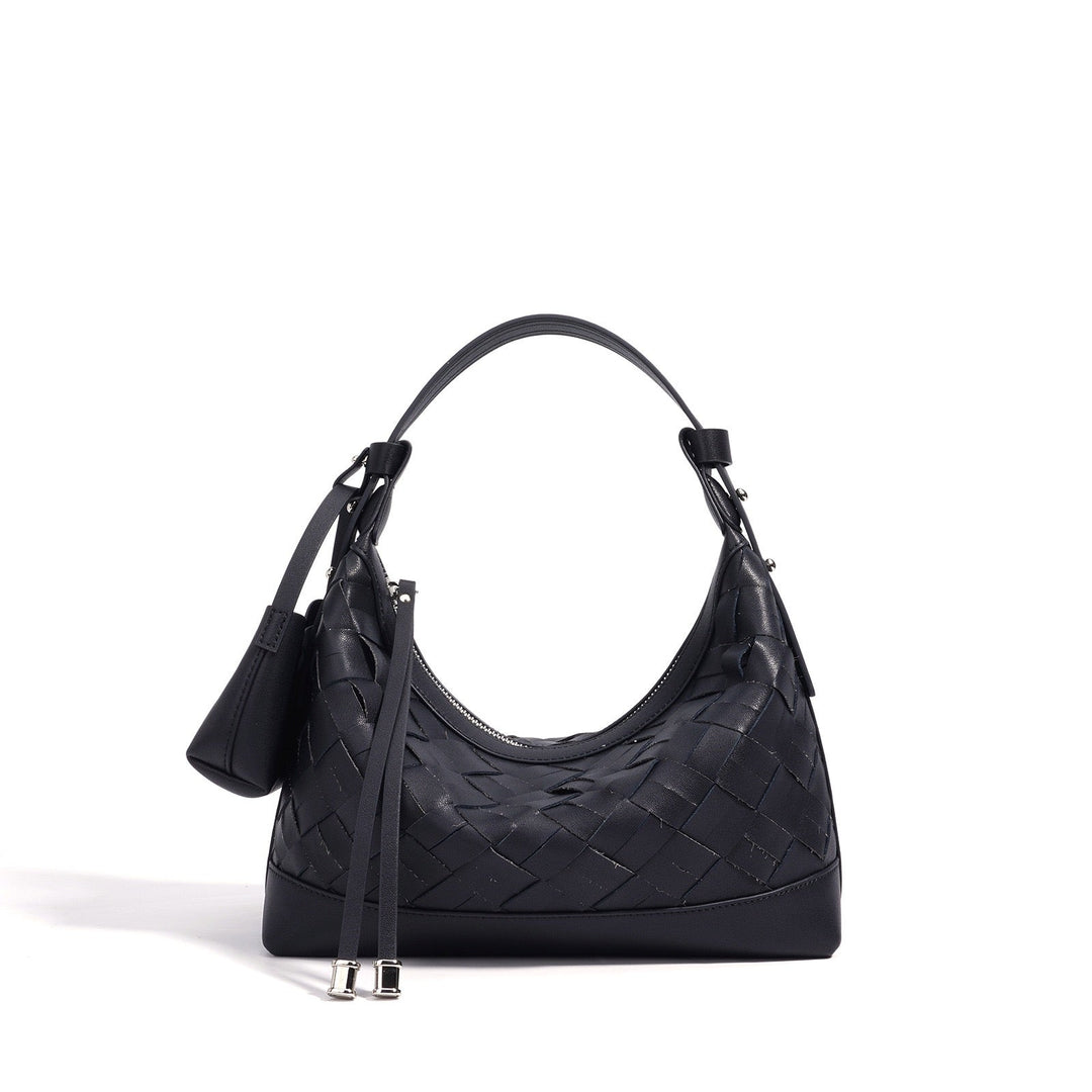 Women’s Genuine Leather Woven Dumpling Shoulder & Crossbody Bag