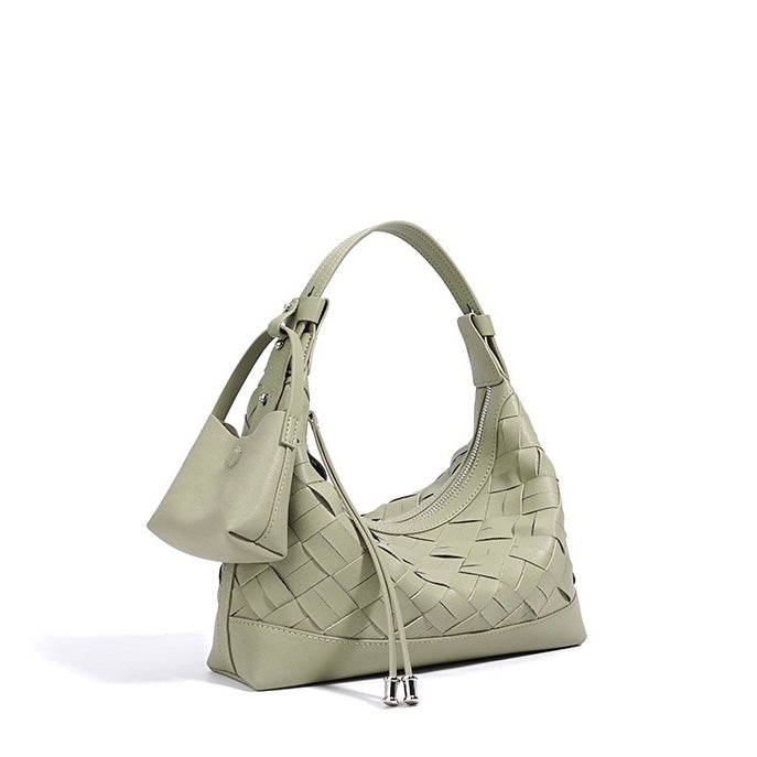 Women’s Genuine Leather Woven Dumpling Shoulder & Crossbody Bag