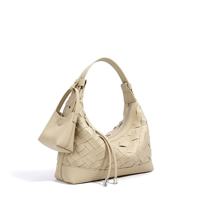 Women’s Genuine Leather Woven Dumpling Shoulder & Crossbody Bag