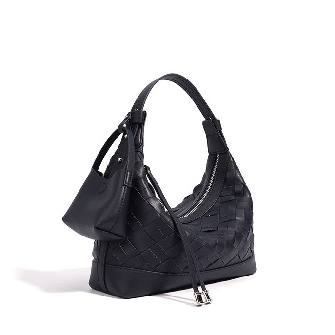 Women’s Genuine Leather Woven Dumpling Shoulder & Crossbody Bag