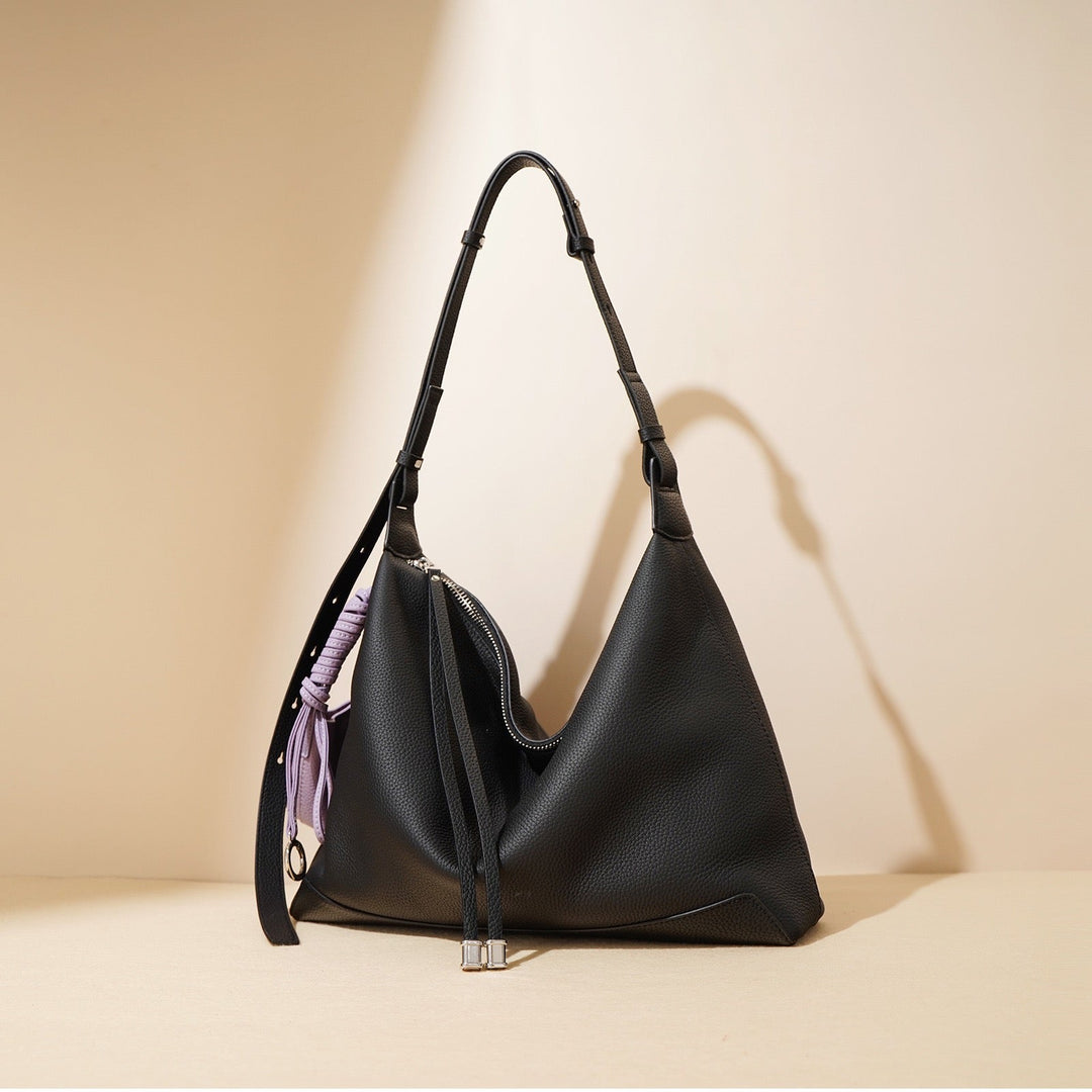 Women's Genuine Leather Minimalist Tote Dumpling Bag Shop Handbag