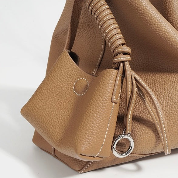 Women's Genuine Leather Minimalist Tote Dumpling Bag Shop Handbag