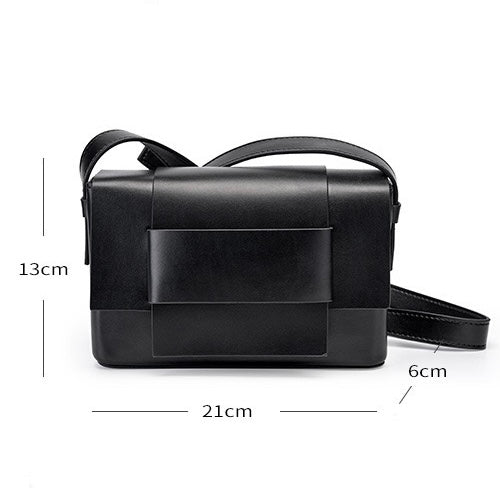 Women’s Genuine Leather Woven Box Crossbody Shoulder Bag in Minimalist Style