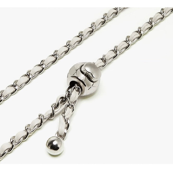 Exquisite Women's Genuine Leather Mini Bag with Gold Ball Chain