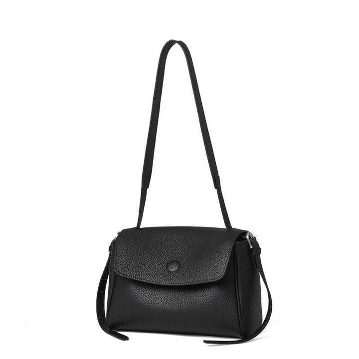 The Lychee Grain Genuine Leather Flap Crossbody Bag with Adjustable Strap