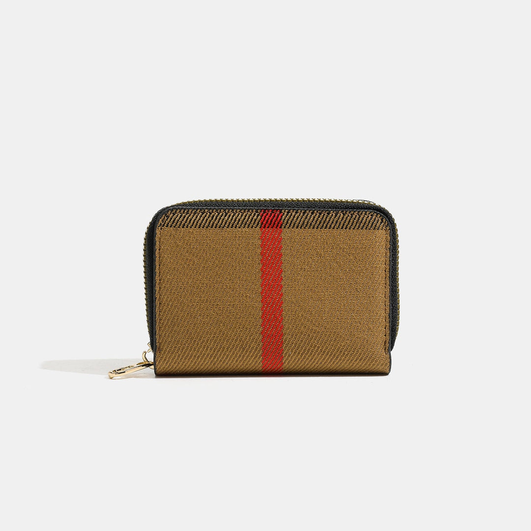 Vintage Tartan Style Canvas Zipper Card Wallet