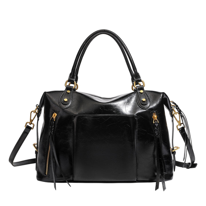 French Style Slouchy Genuine Leather Crossbody Tote Bag