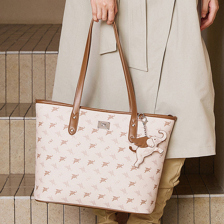 Luxury Large Vintage Monogram Flying Elephant Tote Shoulder Handbag