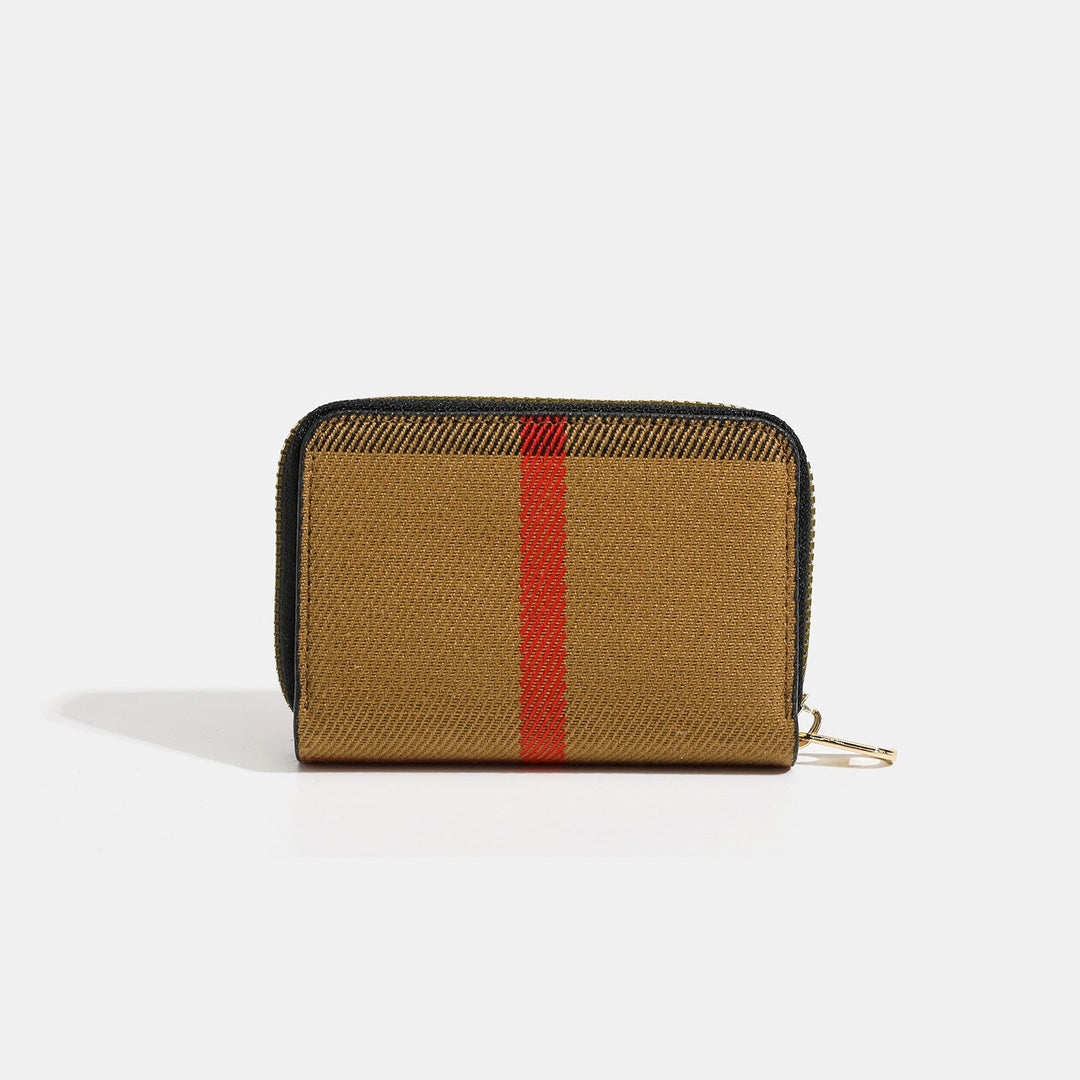 Vintage Tartan Style Canvas Zipper Card Wallet