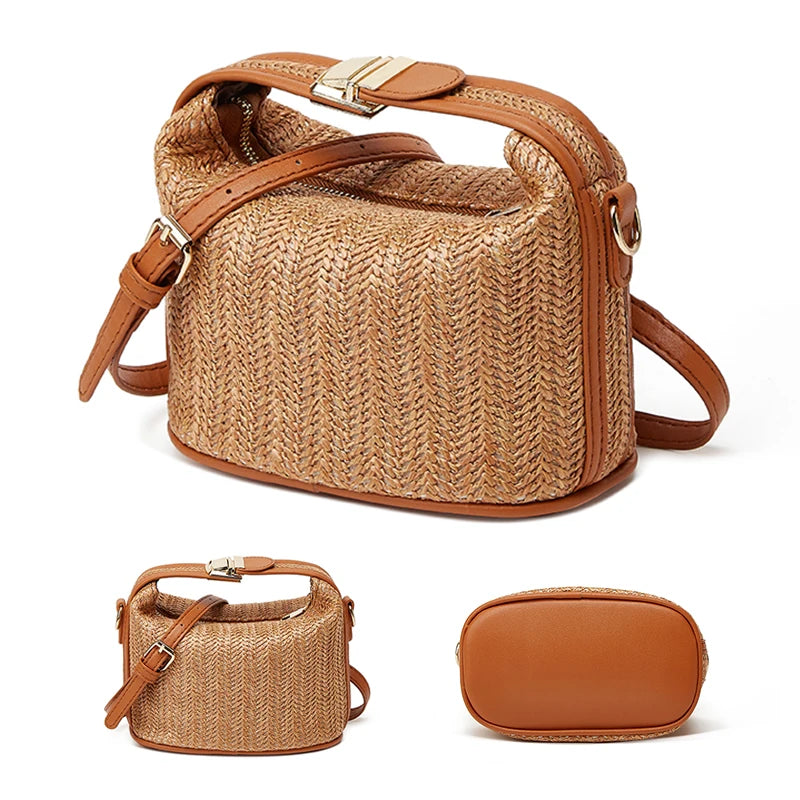 MARIELLE - WOVEN BUCKET CROSSBODY BAG