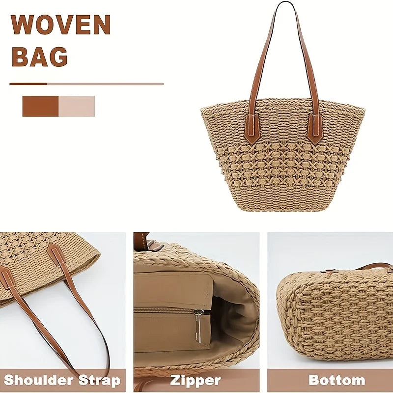 CAMILA - BOHO STRAW BEACH BAG