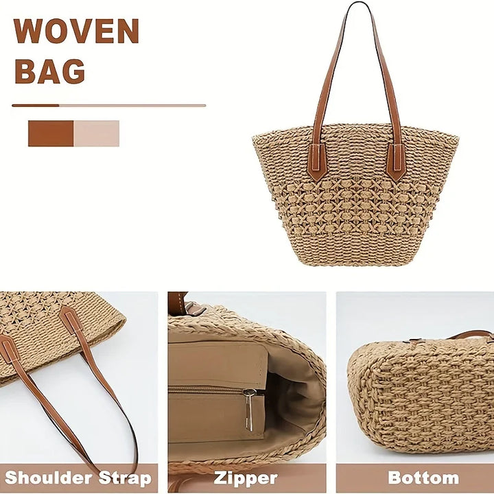 CAMILA - BOHO STRAW BEACH BAG