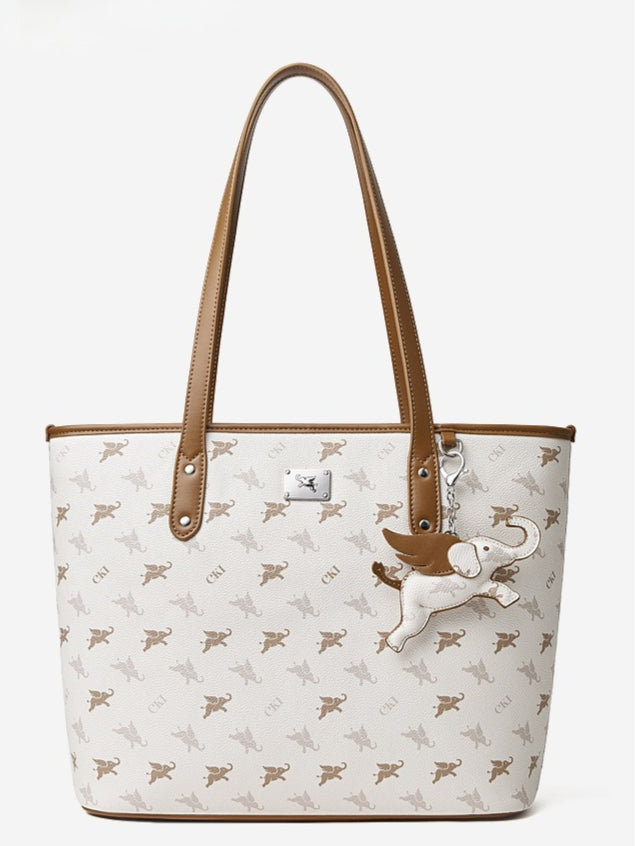 Luxury Large Vintage Monogram Flying Elephant Tote Shoulder Handbag