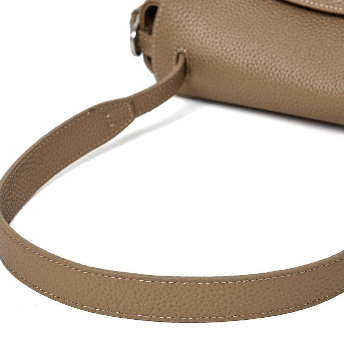 The Lychee Grain Genuine Leather Flap Crossbody Bag with Adjustable Strap