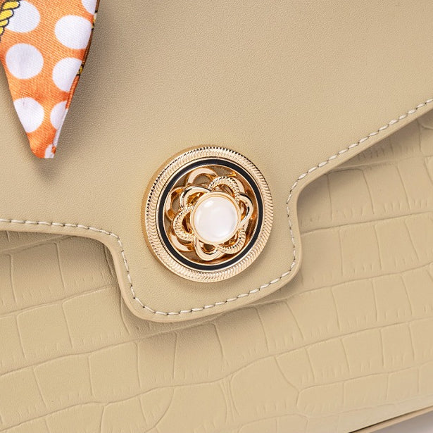 EMILIA - CROC-EMBOSSED SATCHEL BAG