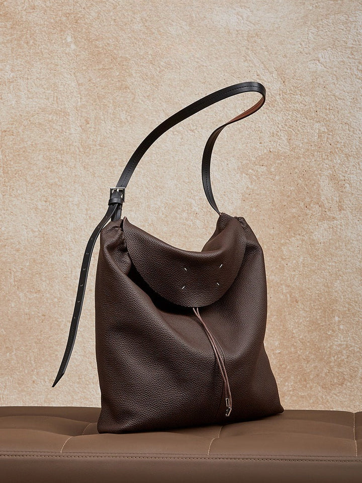 The Nocturne Flow Genuine Leather Tote Bag with Adjustable Strap & Detachable Pouch