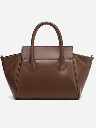 Maillard Style Genuine Leather Smile Flap Satchel Crossbody Bag