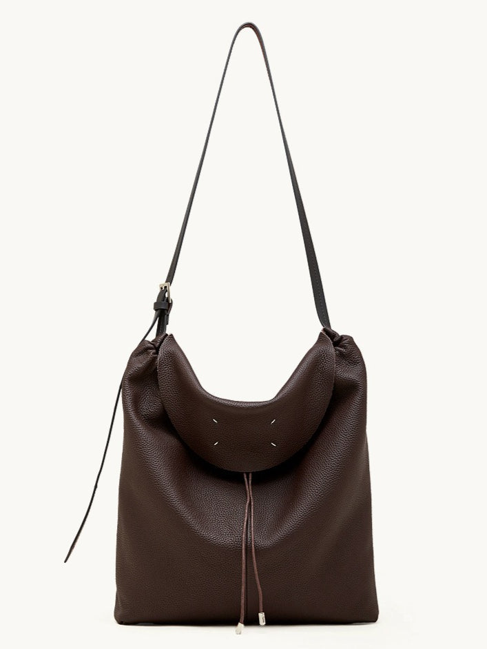 The Nocturne Flow Genuine Leather Tote Bag with Adjustable Strap & Detachable Pouch